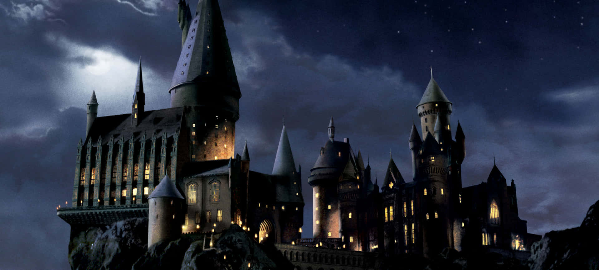 The Majestic Hogwarts School Of Witchcraft And Wizardry Aglow In Twilight