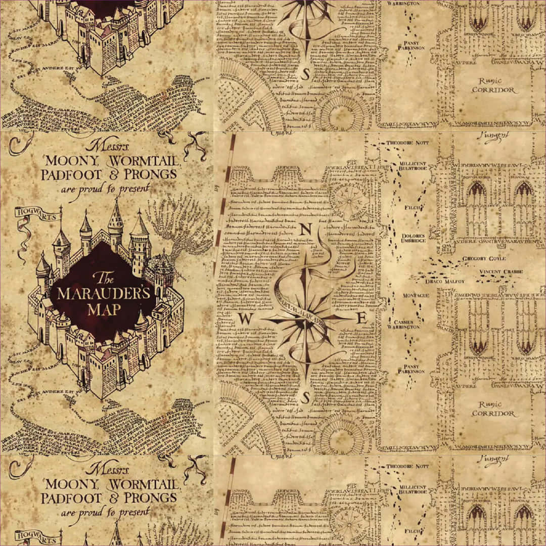 Unlock the secrets of Hogwarts with The Marauder's Map Wallpaper