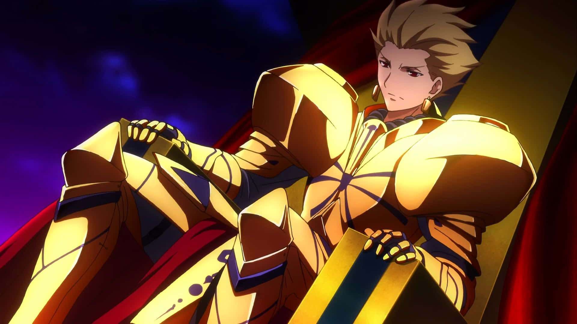 The Mighty Gilgamesh, King Of Heroes, Golden Armor Gleaming In Fate Grand Order. Wallpaper