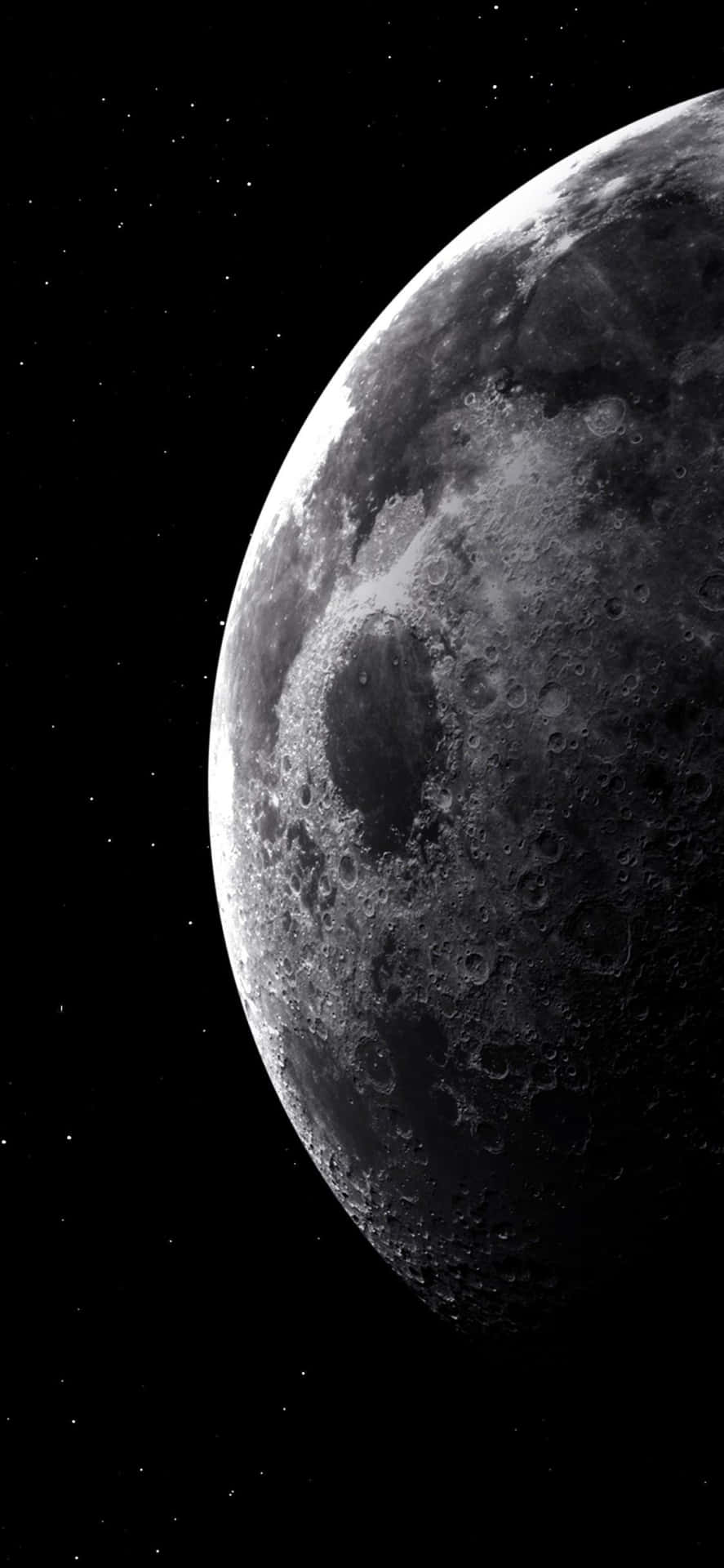 Den Moon Curve iPhone wallpaper skaber en smuk natlig himmel landskab. Wallpaper