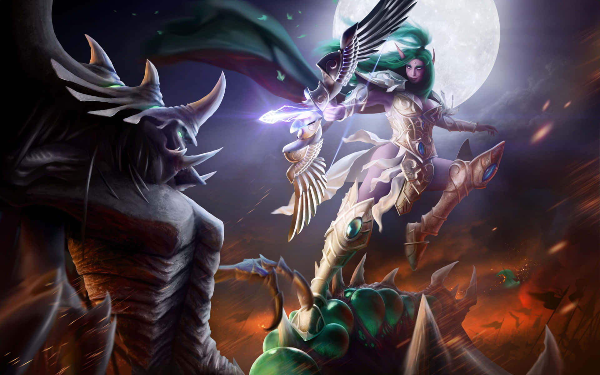The Mystical And Powerful Tyrande Whisperwind Amidst The Ethereal Glow Of The Forest. Wallpaper