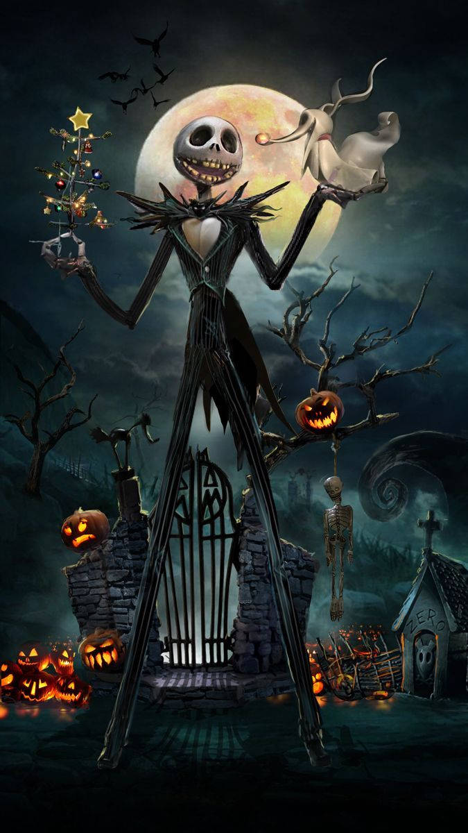 The Pumpkin King, Jack Skellington, in Tim Burton's classic holiday movie, The Nightmare Before Christmas. Wallpaper