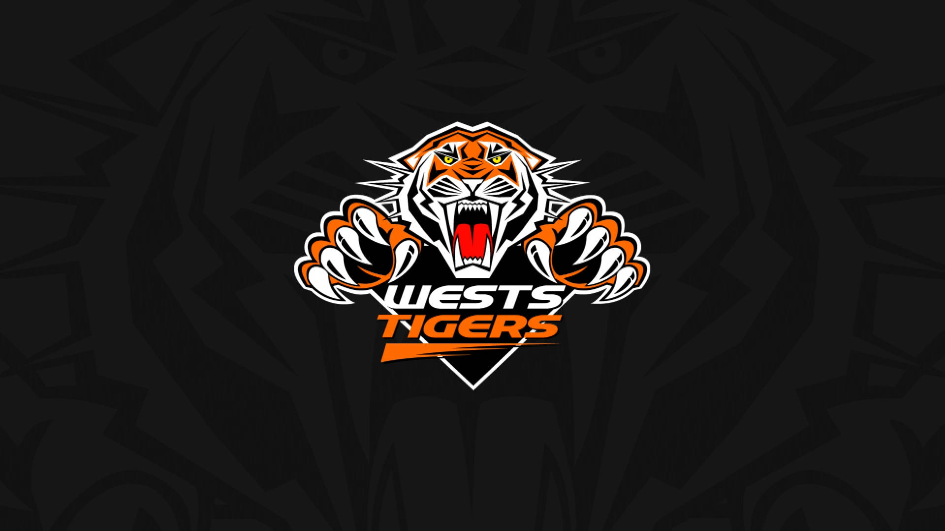 Det NRL West Tigers logo præger det livlige tapet. Wallpaper