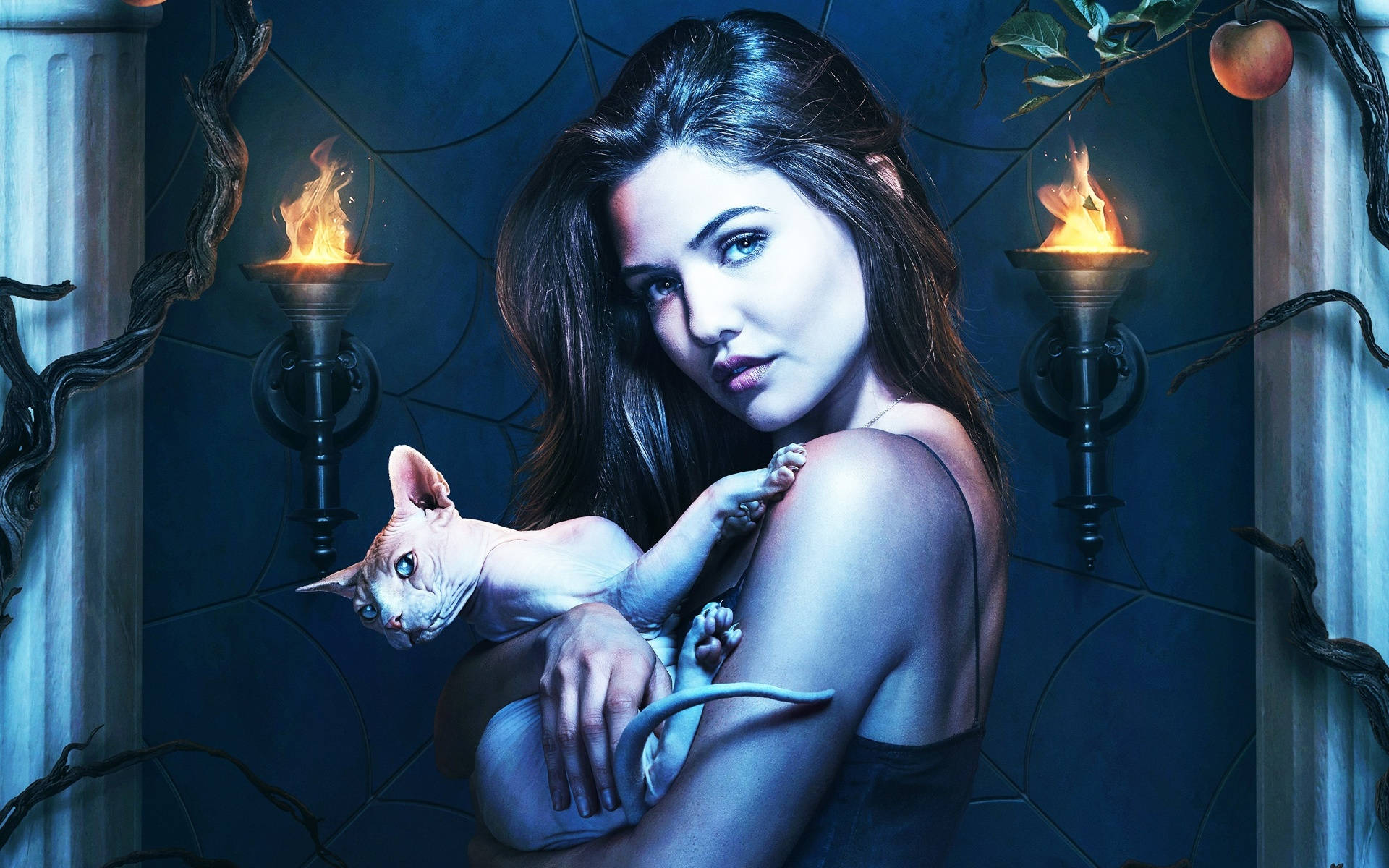 The Originals Danielle Campbell With Cat Wallpaper