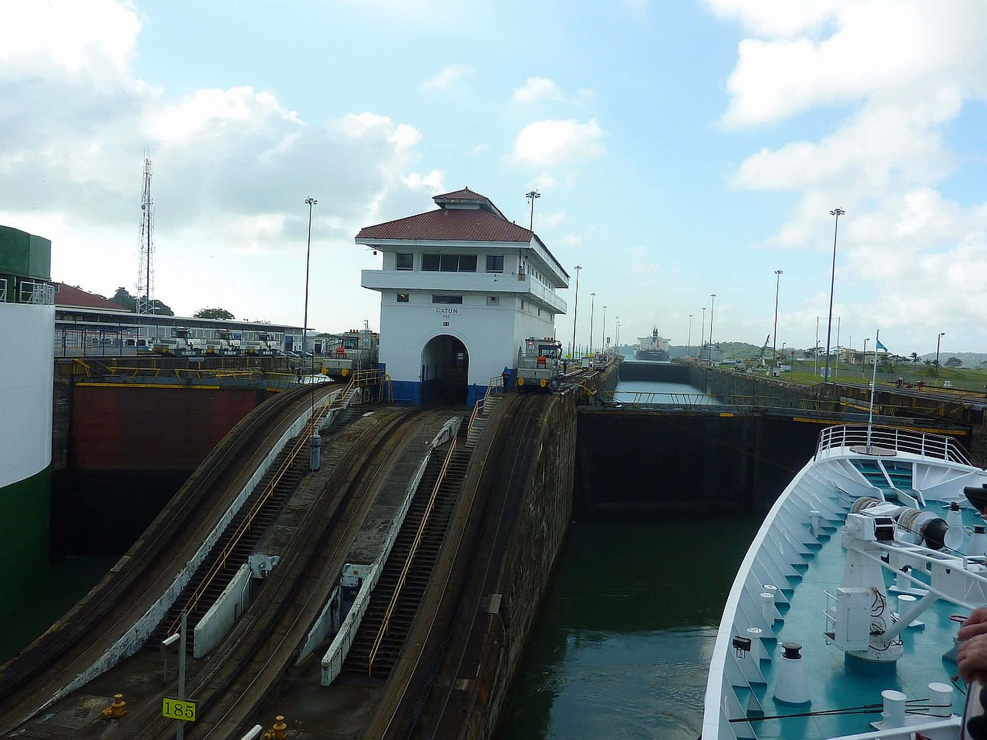 Picturesque View of the Panama Canal Guard House Wallpaper