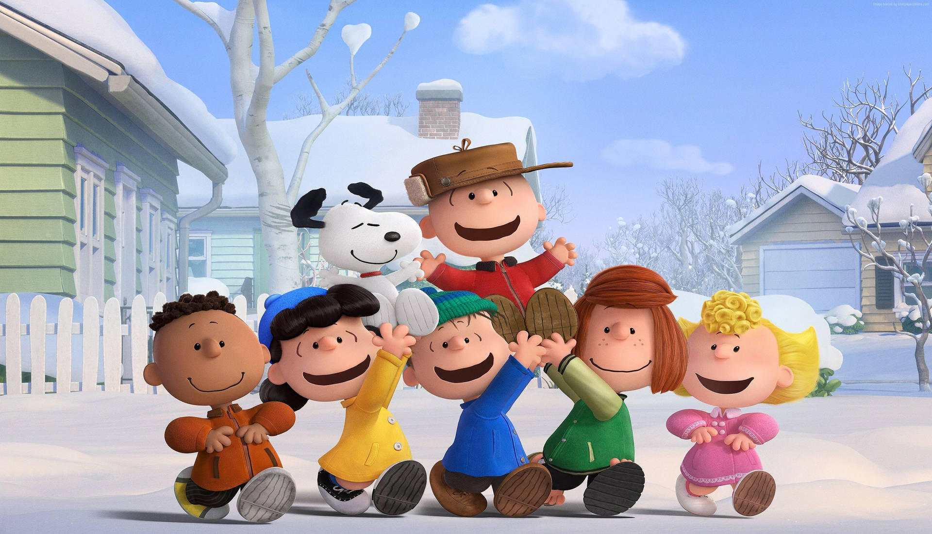 The Peanuts Movie Characters Cheering Wallpaper