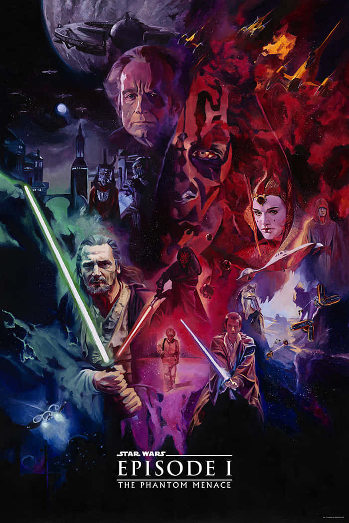 Qui-Gon Jinn, Obi-Wan Kenobi, and Jar Jar Binks protect Queen Amidala in The Phantom Menace. Wallpaper