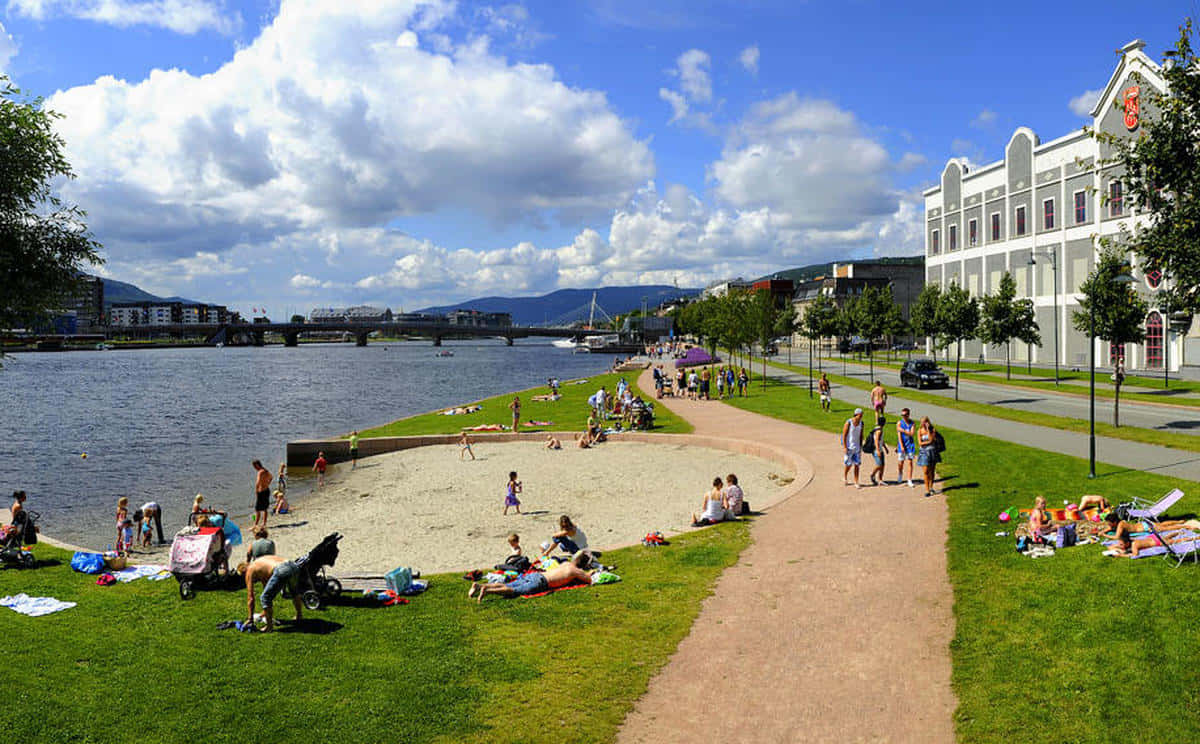 The Picturesque Cityscape Of Drammen, Norway Wallpaper