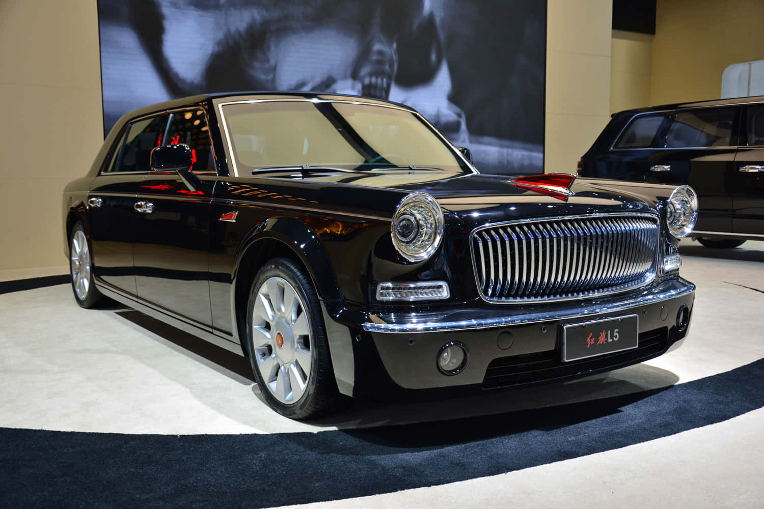 The Prestigious Hongqi L5 Luxury Sedan In Vibrant City Lights Wallpaper