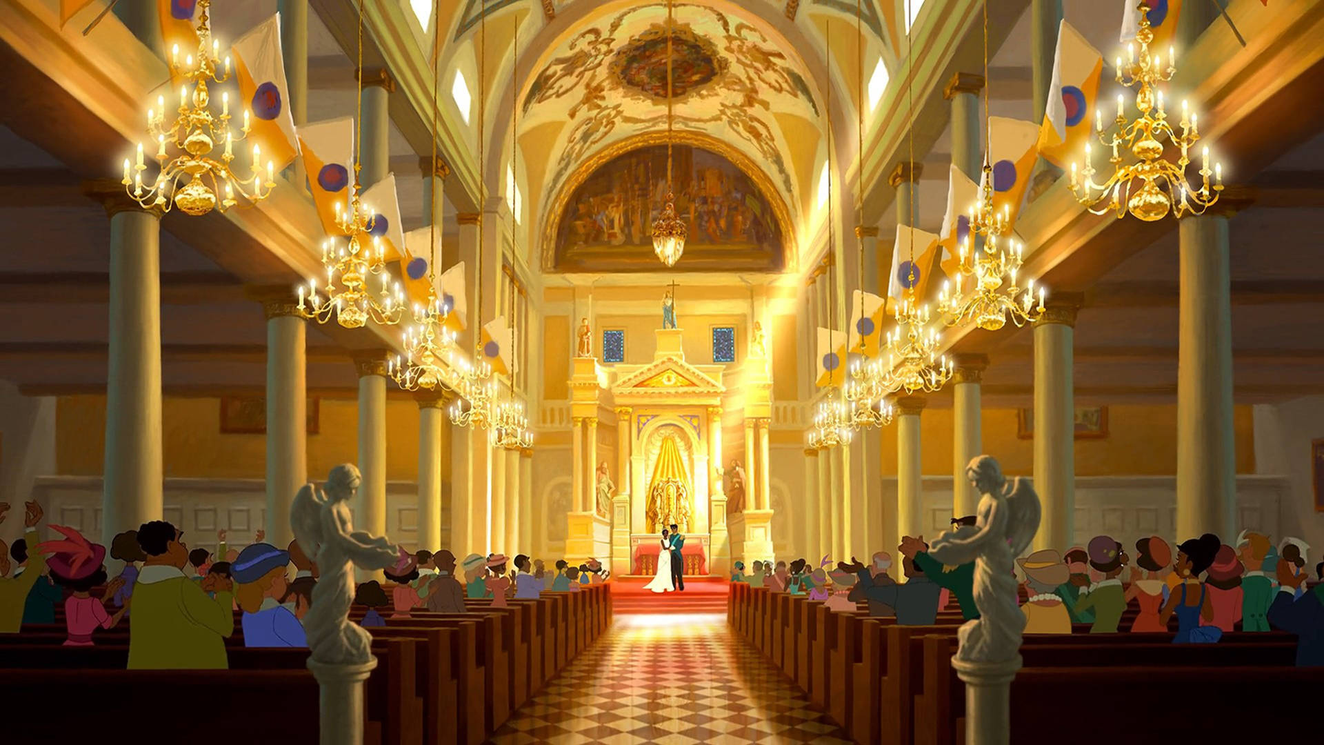 The Princess And The Frog Church Wedding Wallpaper