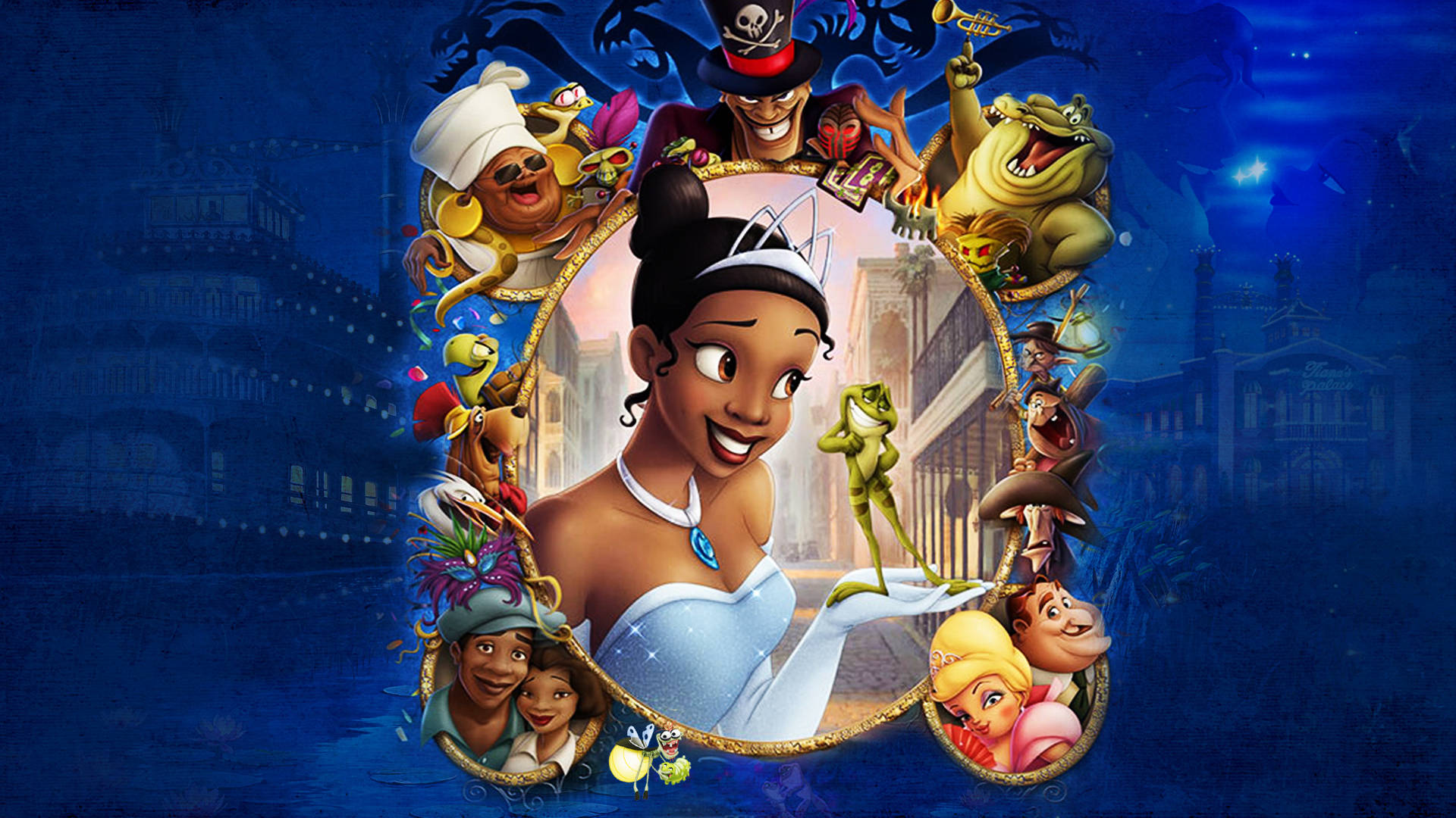 The Princess And The Frog Golden Frame Wallpaper