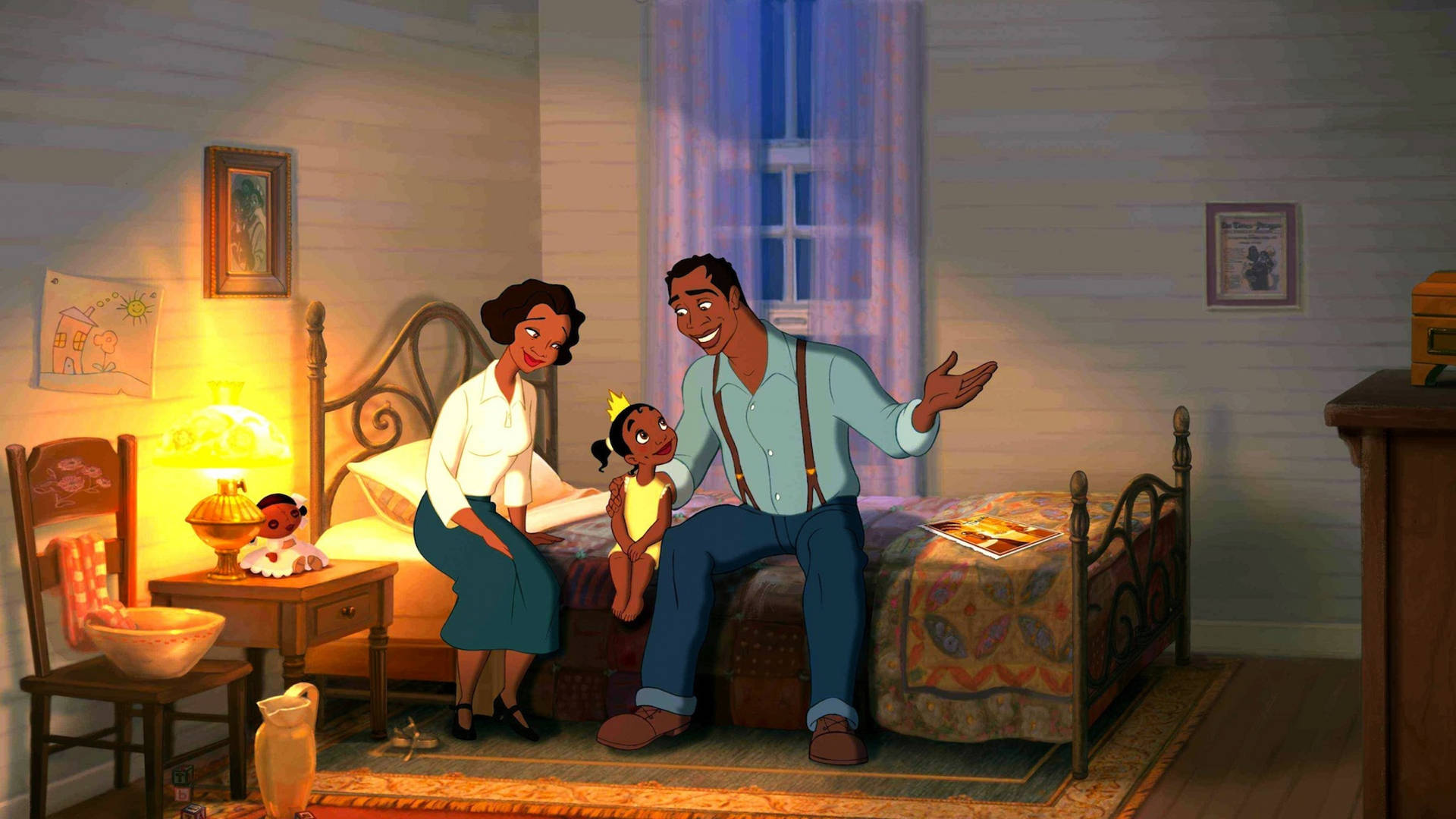 The Princess And The Frog Tiana's Complete Family Wallpaper