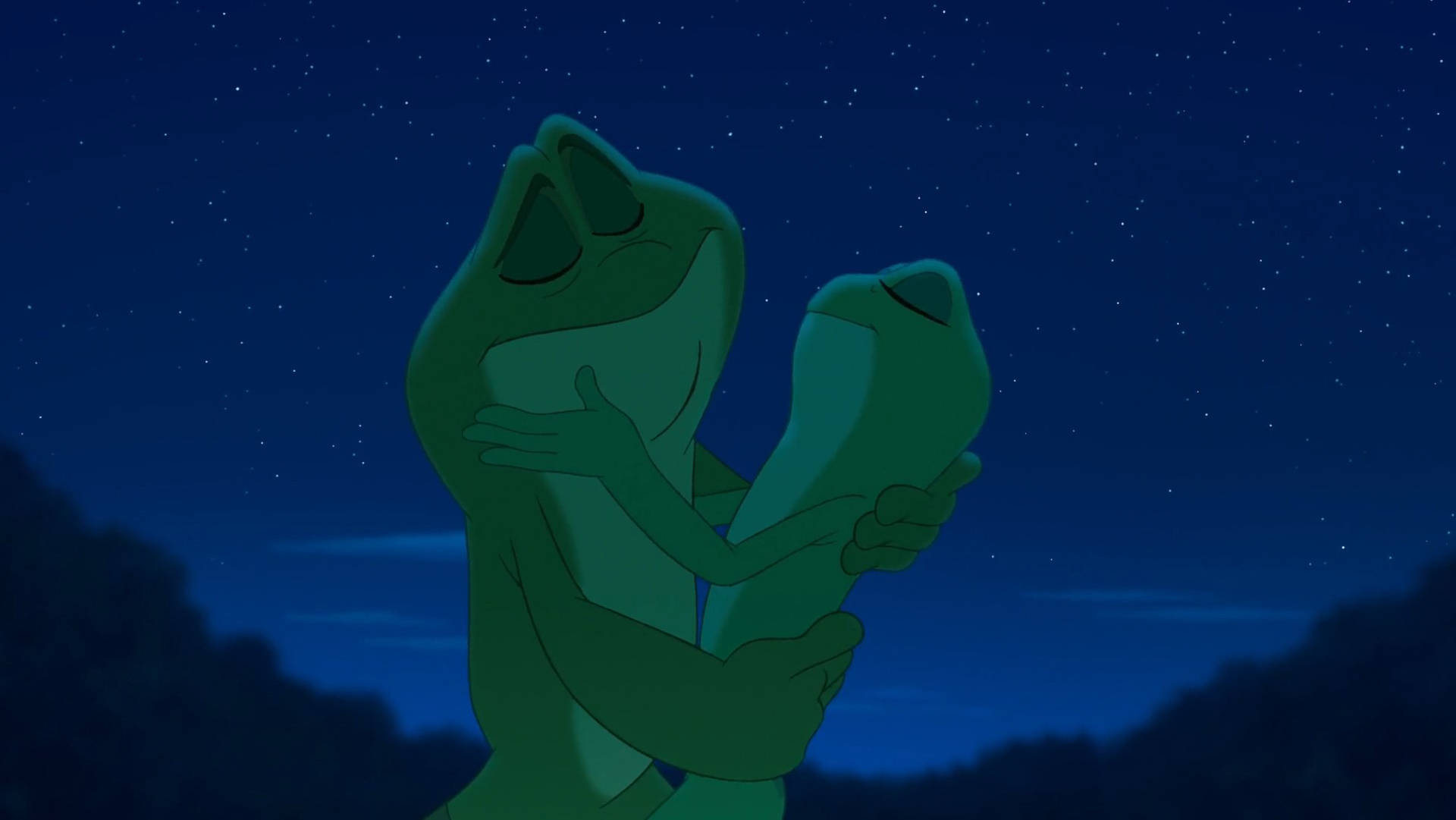 The Princess And The Frog Under Starry Sky Wallpaper