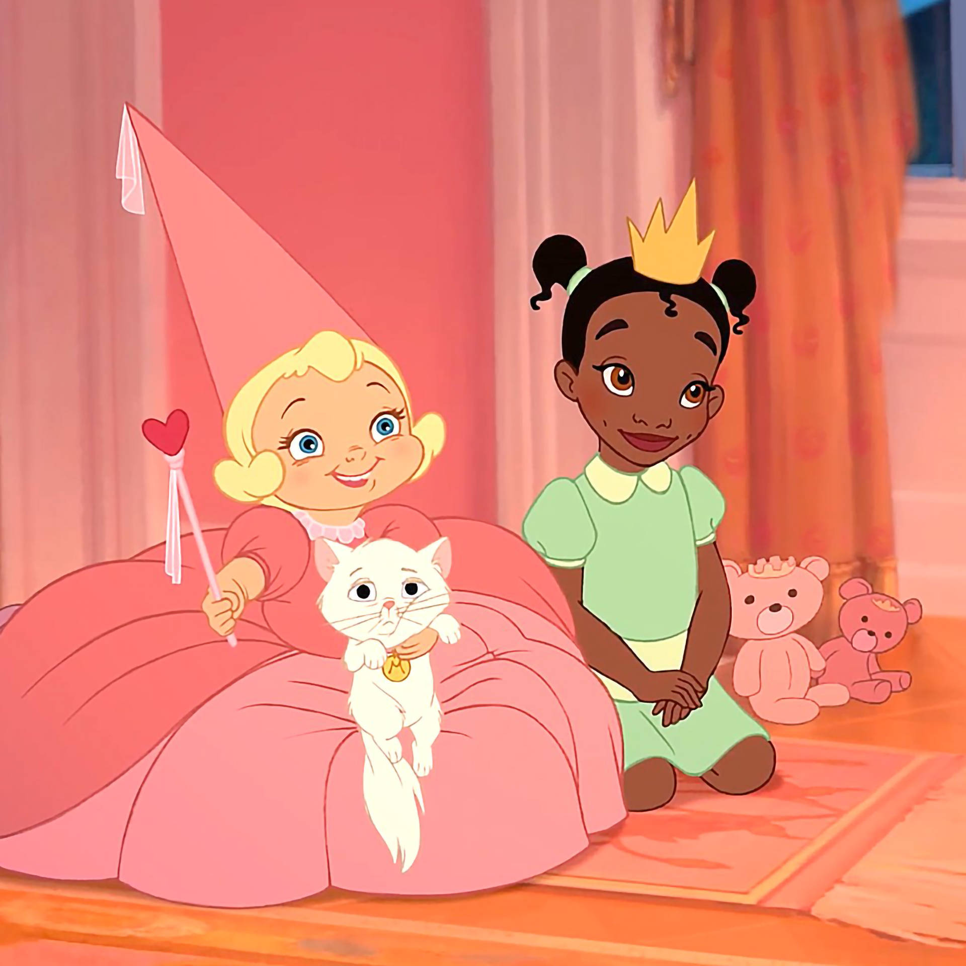 Young Tiana and Lottie in The Princess And The Frog Wallpaper