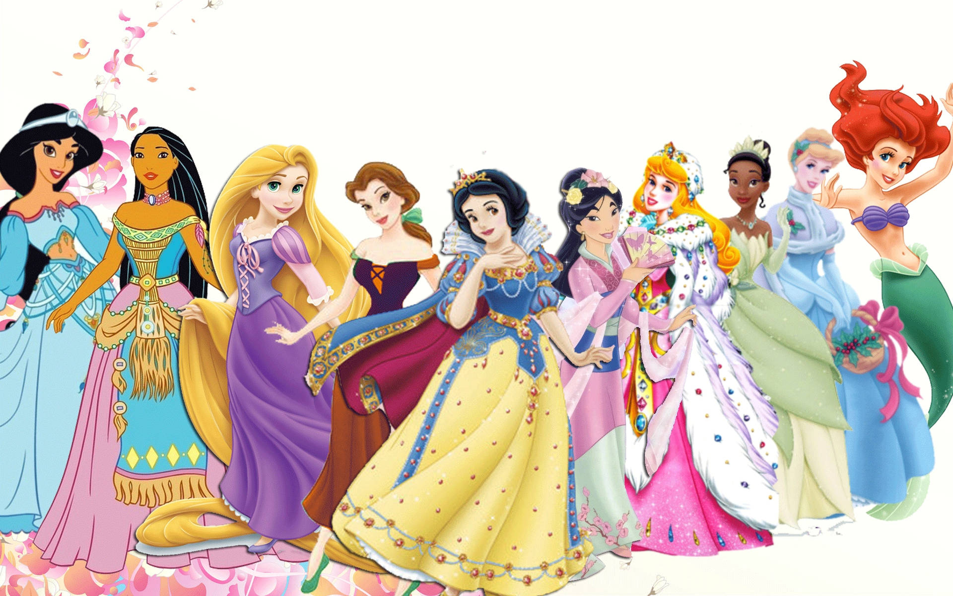 De Prinsesser af Disney Skrivebordsbaggrund Wallpaper