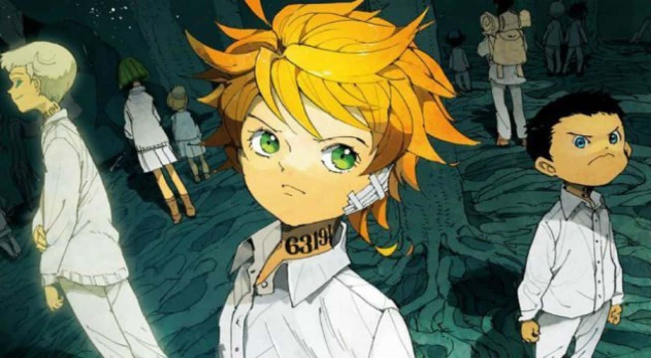 The Promised Neverland Anime Series Characters in a Haunting Forest