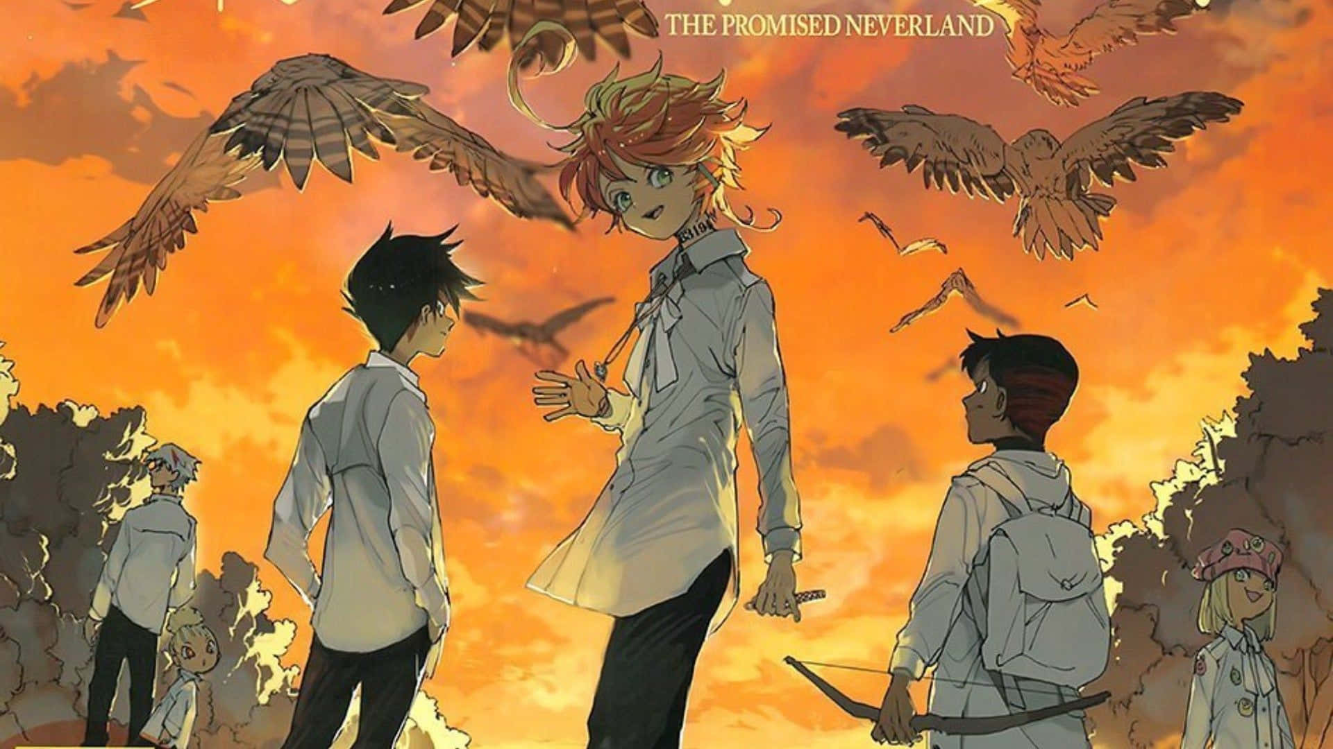 The Promised Neverland Cast under a Starry Sky