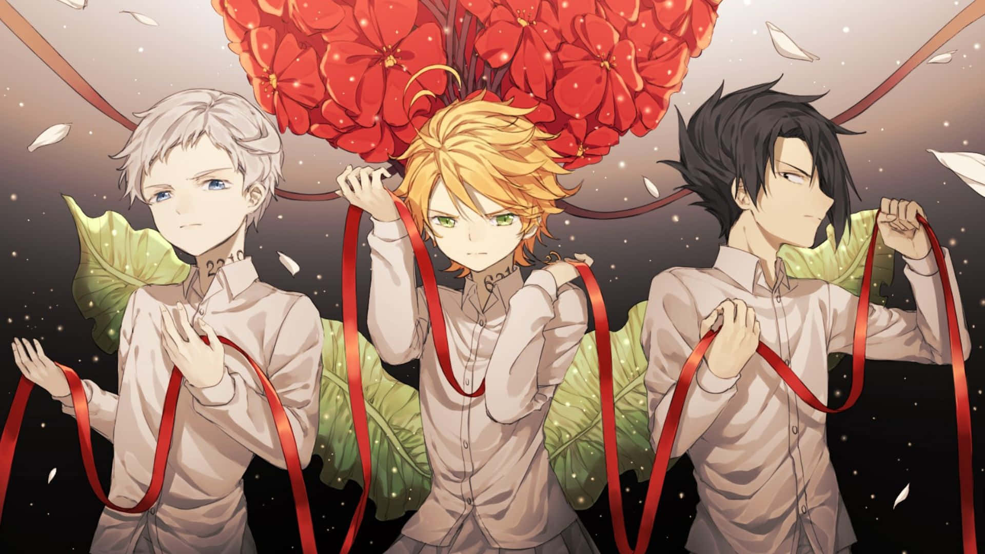 Featuring characters from The Promised Neverland anime series in a captivating scene