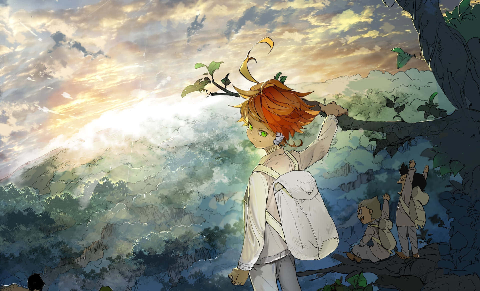 Emma, the dedicated protagonist from The Promised Neverland, standing resiliently Wallpaper