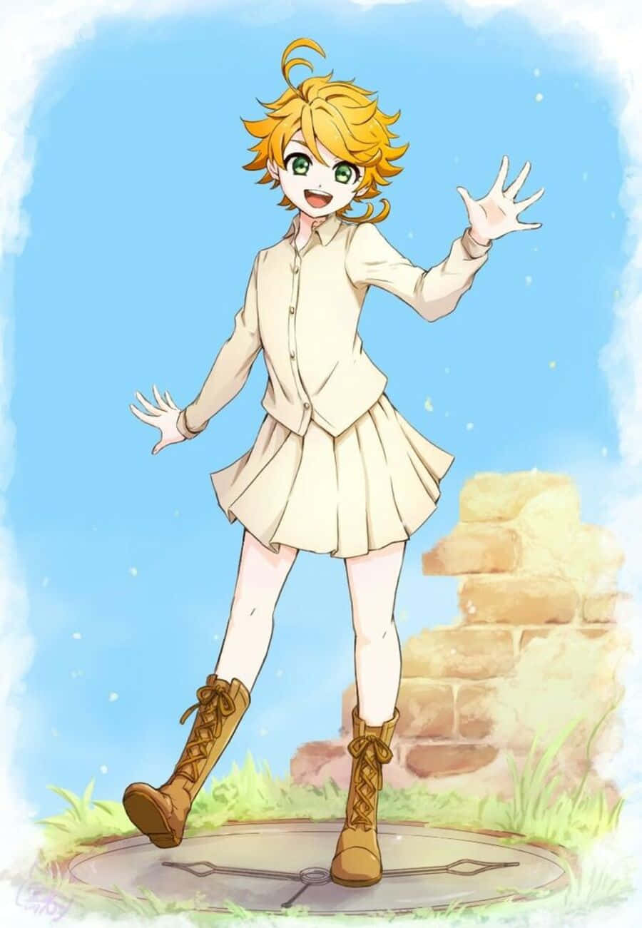 Emma from The Promised Neverland Smiling Wallpaper