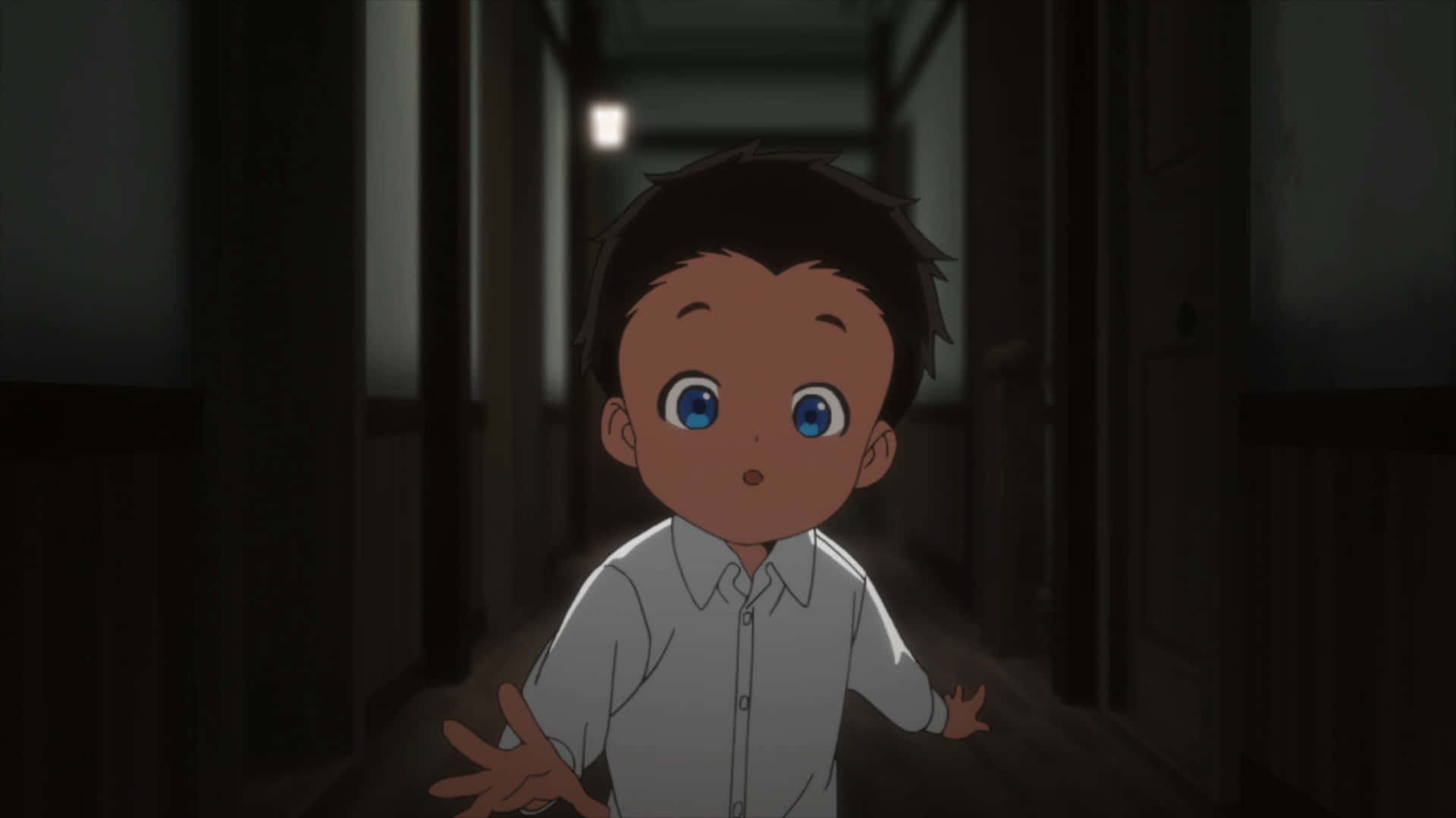 Phil from The Promised Neverland happily smiling Wallpaper
