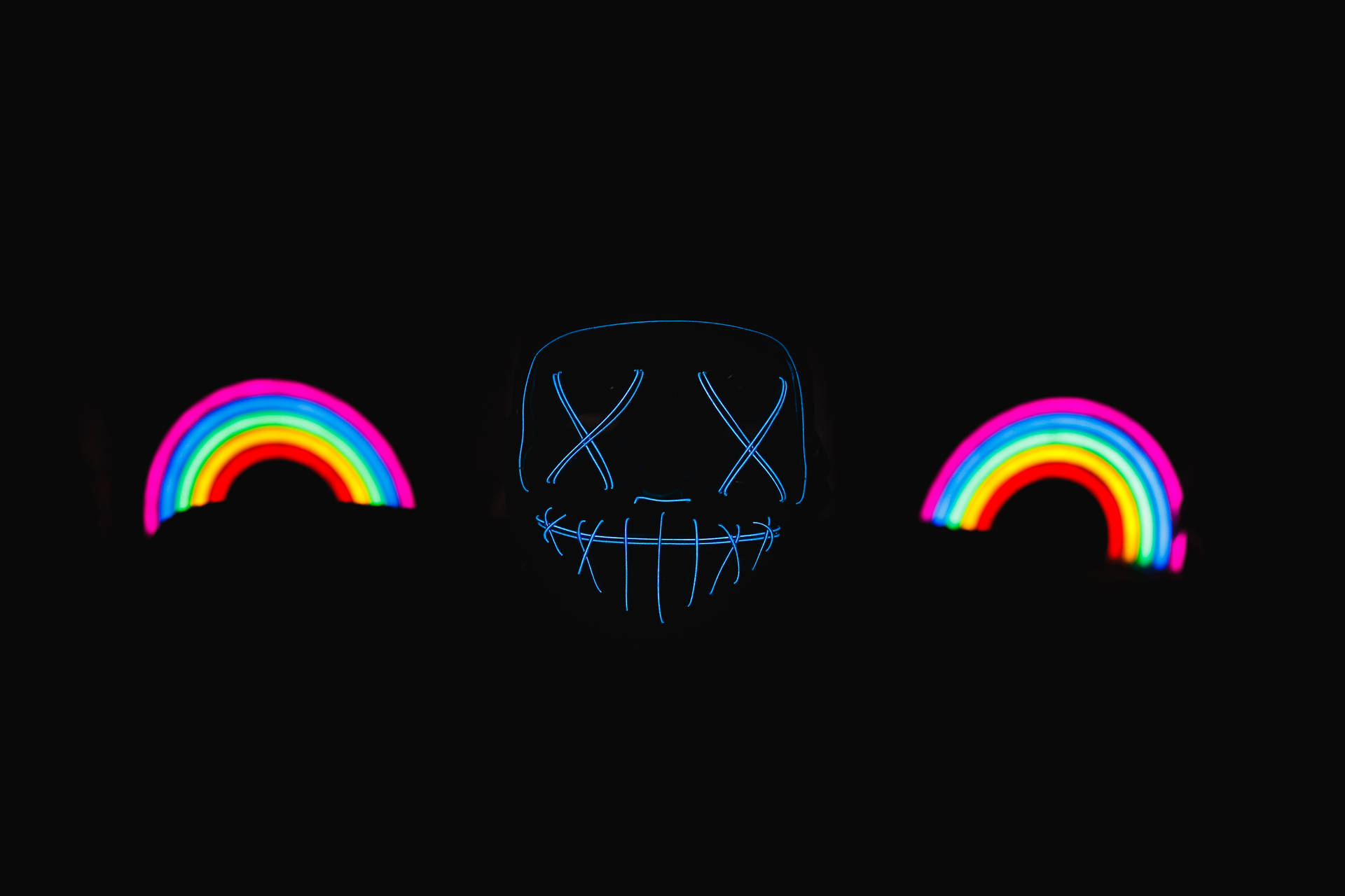 The Purge Mask With Rainbows Minimalist Wallpaper