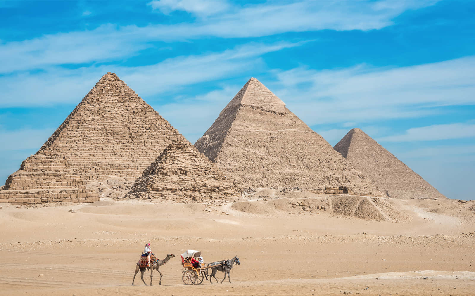 Pyramidernai Giza Och En Mindre Pyramid. Wallpaper
