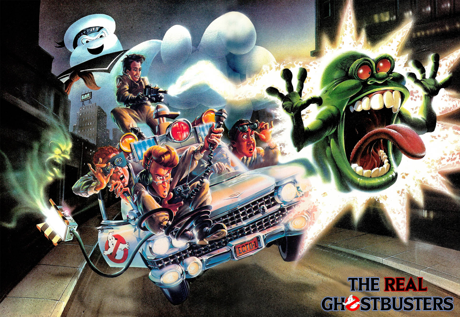 Dr. Peter Venkman, Winston Zeddemore, Ray Stantz and Egon Spengler, the Real Ghostbusters Wallpaper