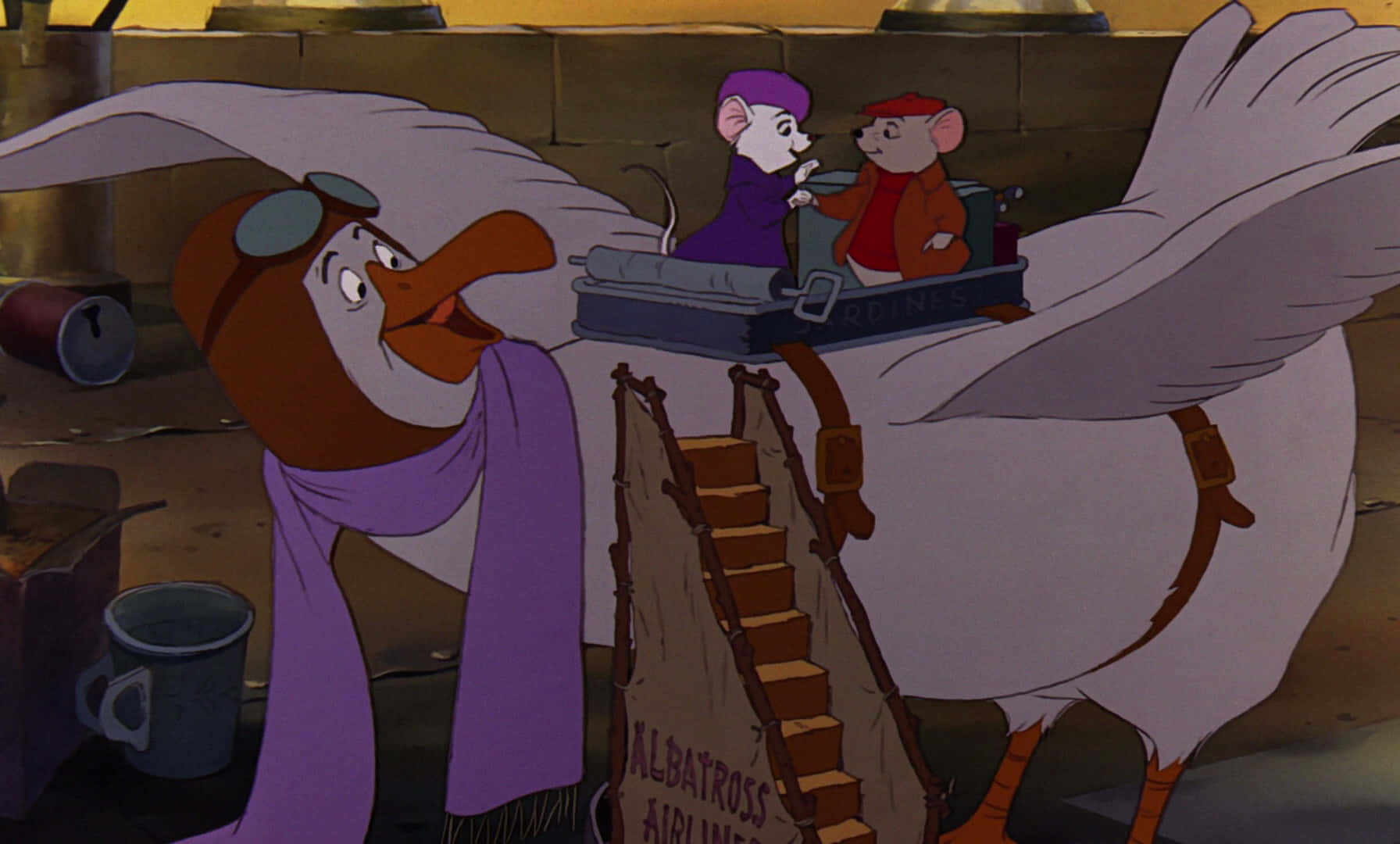 Bernard, Bianca, and Jake on a thrilling adventure in The Rescuers Down Under. Wallpaper