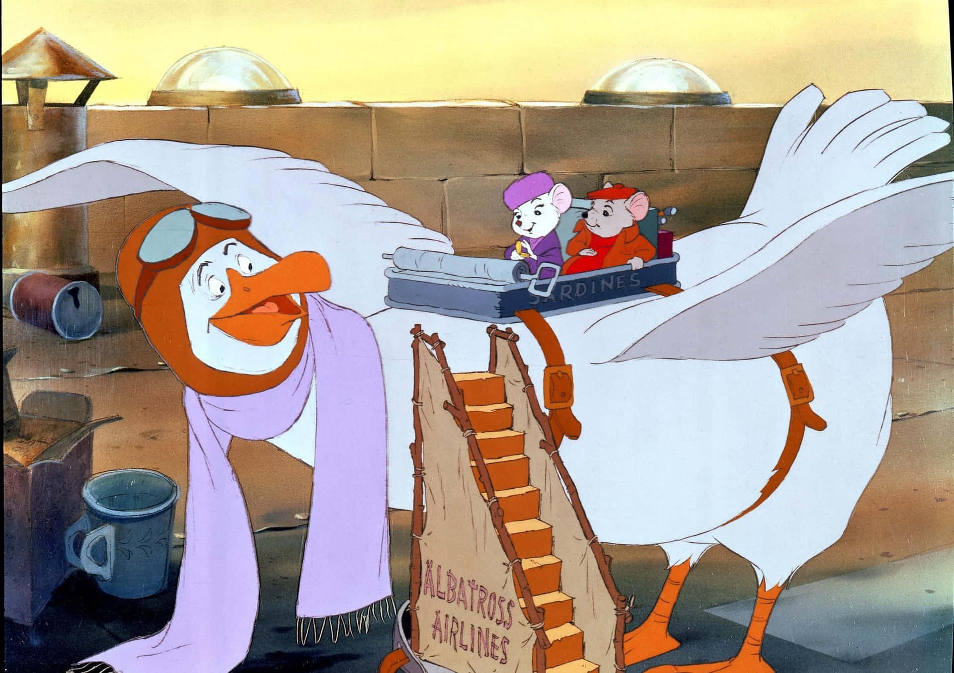 Bernard, Miss Bianca, and Jake Adventure in The Rescuers Down Under Wallpaper