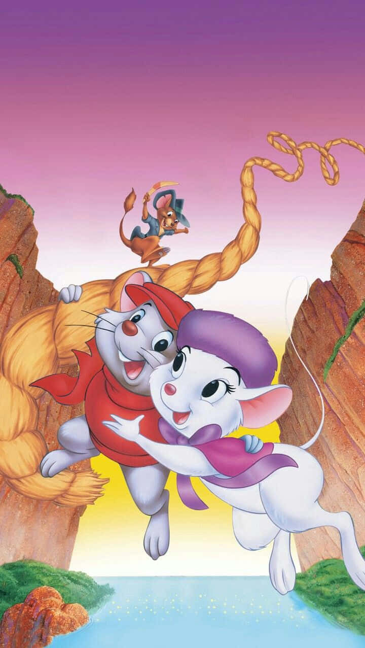Bernard and Bianca on an Adventure in The Rescuers Down Under Wallpaper