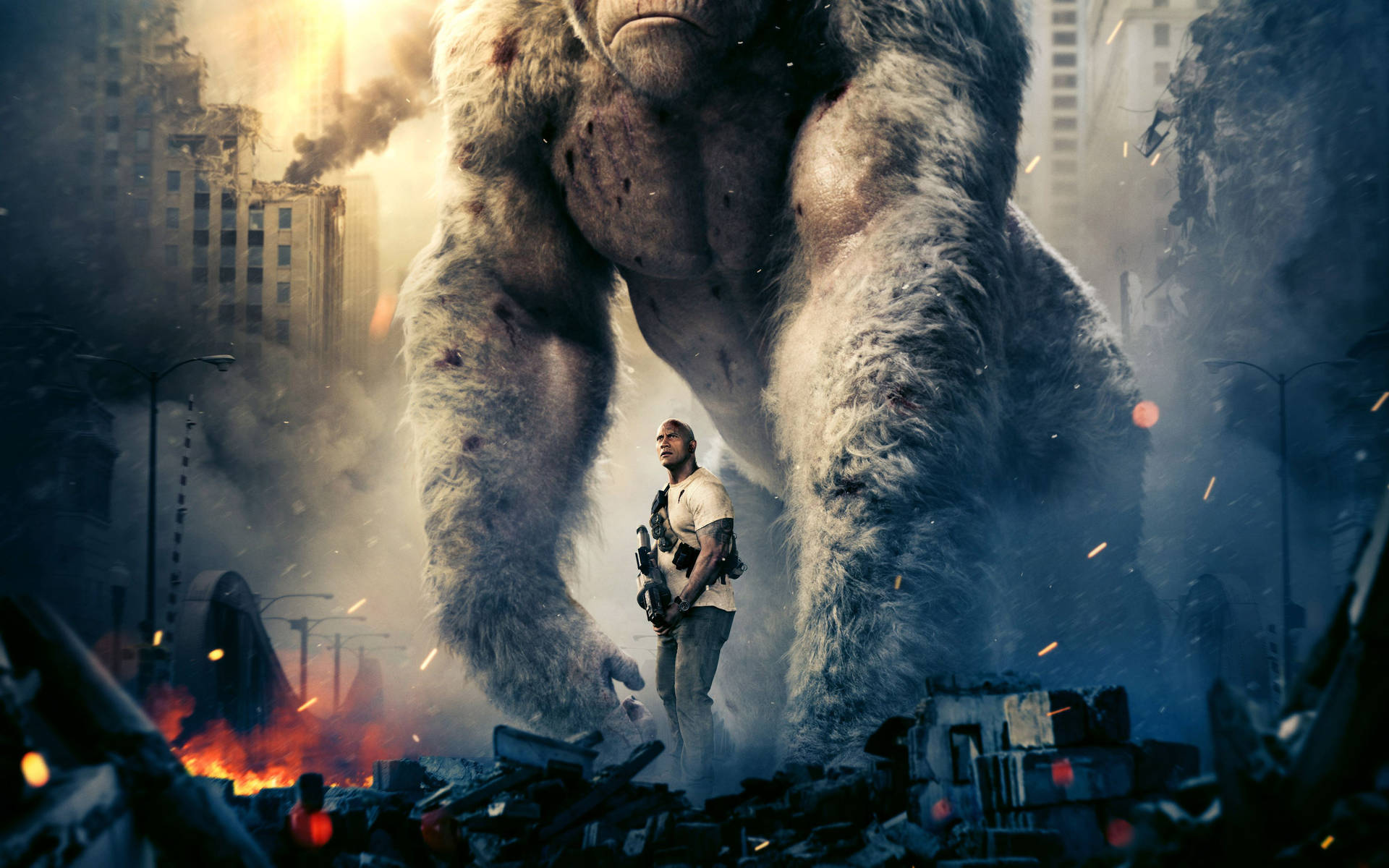 The Rock Rampage Hollywood Movie Wallpaper