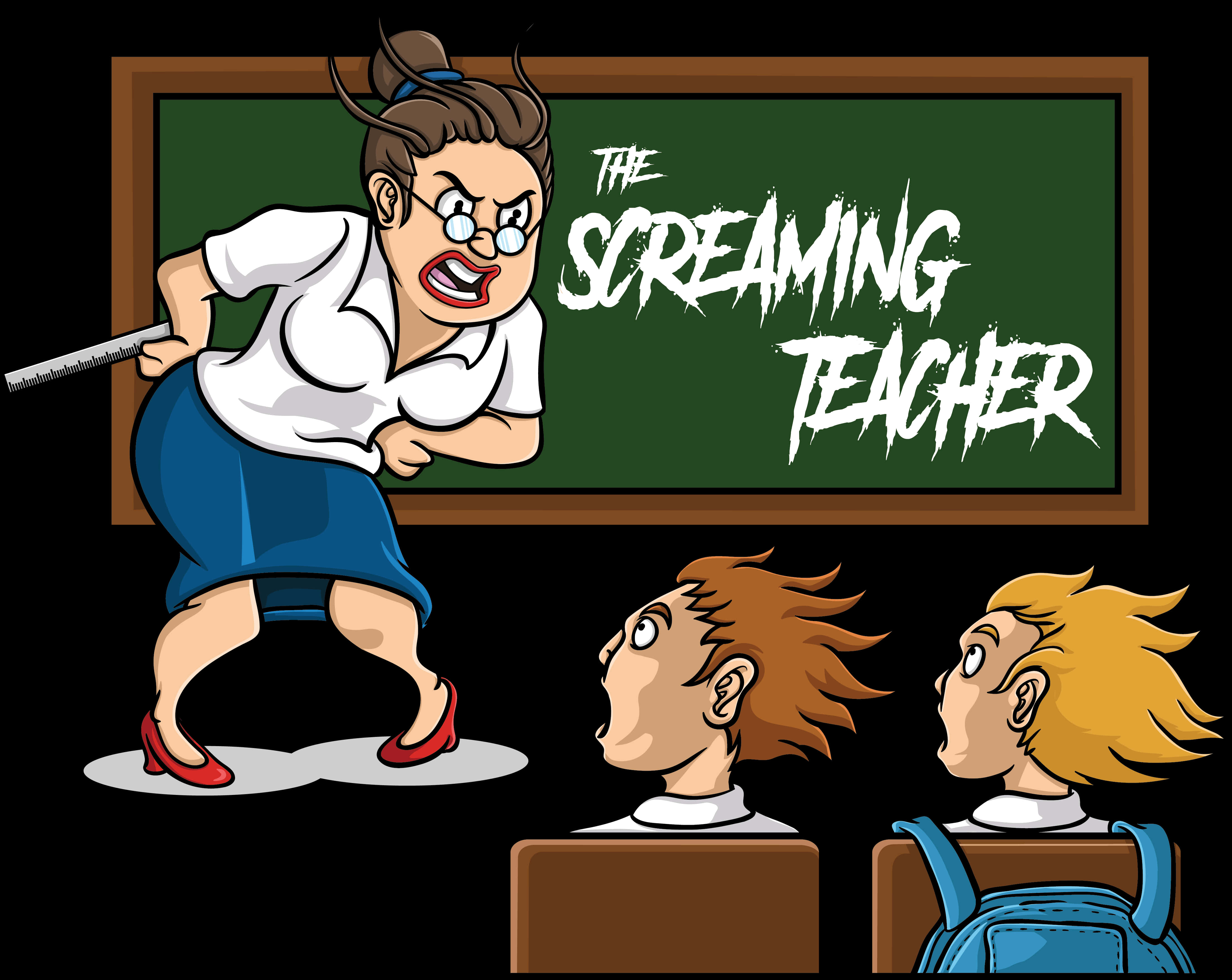 The Screaming Teacher Cartoon PNG