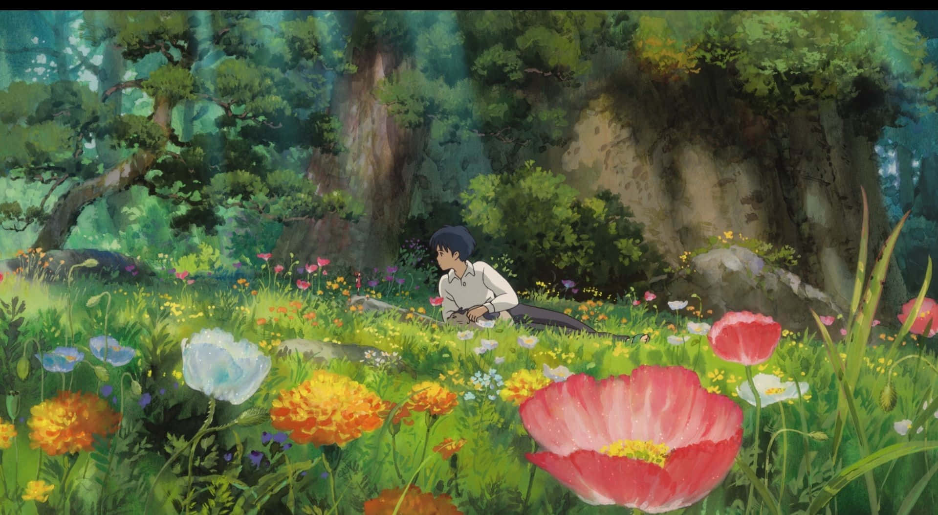 Arrietty and Sho in a magical moment in The Secret World of Arrietty Wallpaper