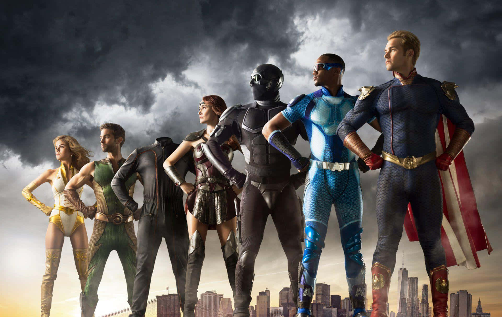 The Seven Superheroes Standing Strong Wallpaper