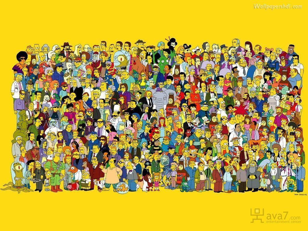 The Simpsons All Cast Poster Wallpaper