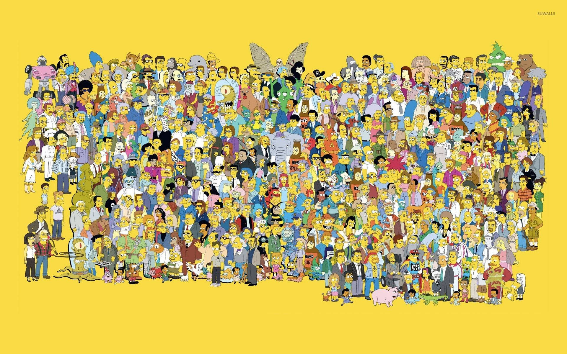 Simpsons Fuldkastede Besætnings Tapet Wallpaper