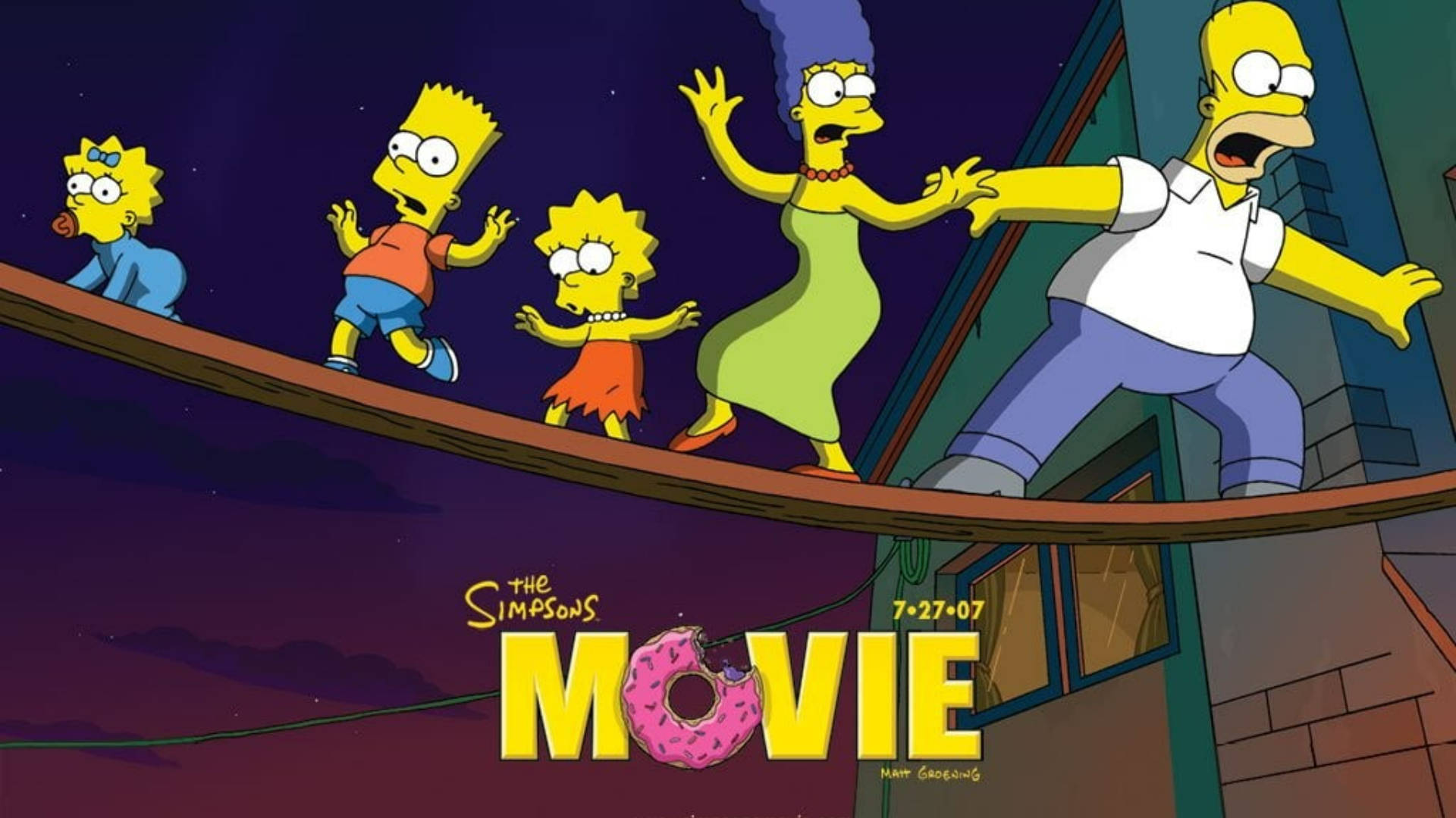 The Simpsons Movie Family Escaping Wallpaper