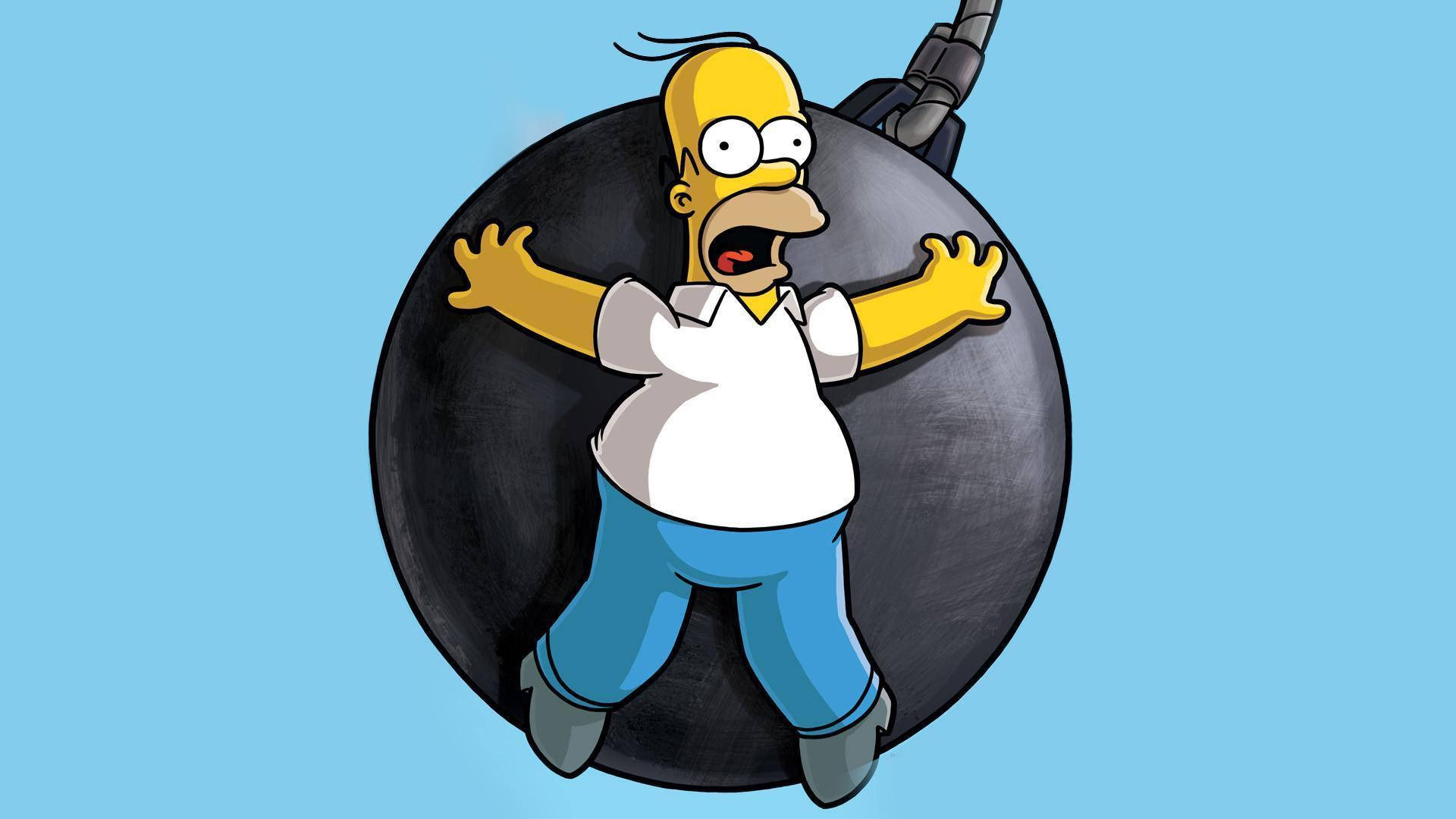 The Simpsons Movie Homer On Wrecking Ball Wallpaper