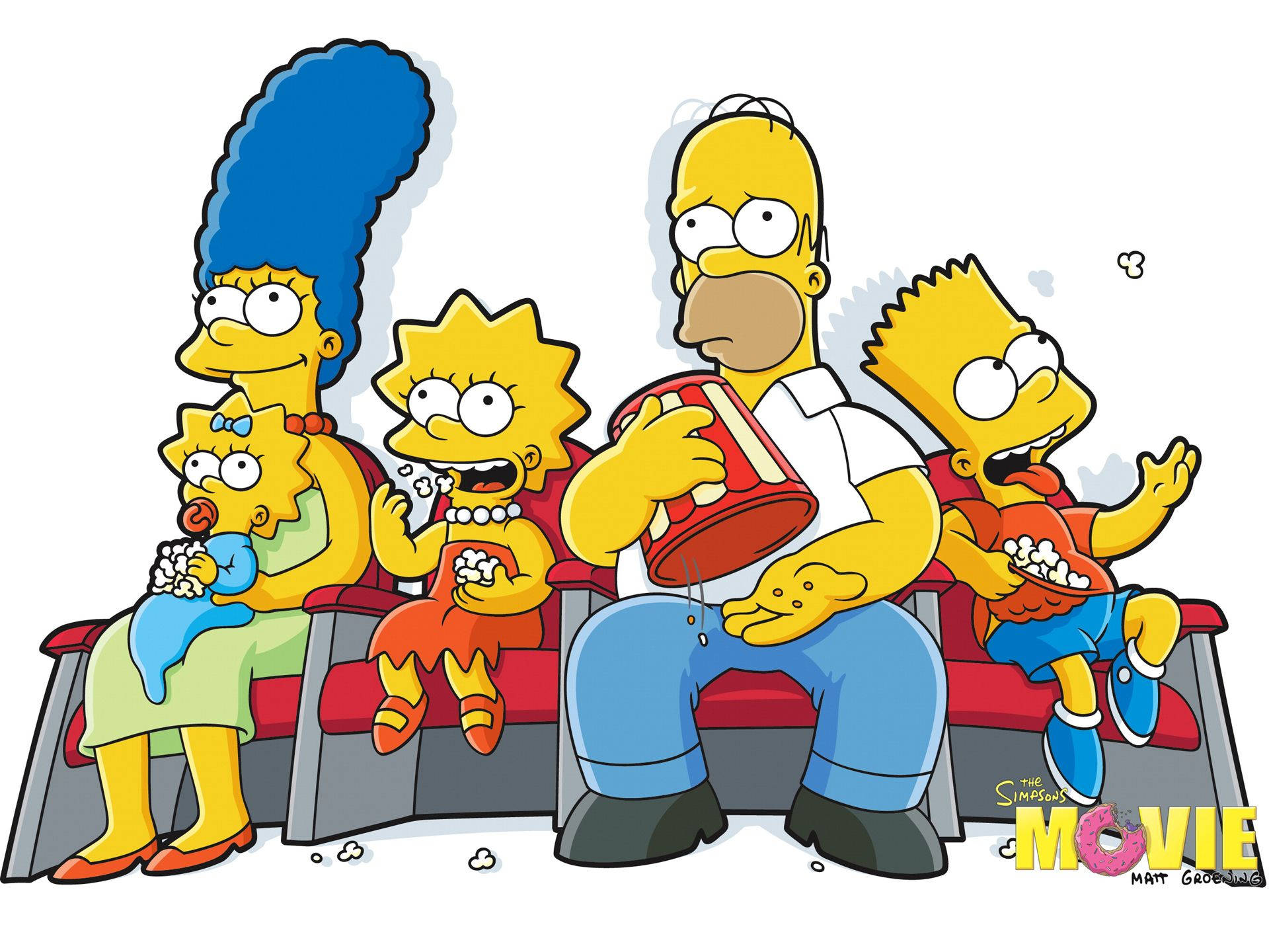 The Simpsons Movie Simpsons Family In Cinema Wallpaper