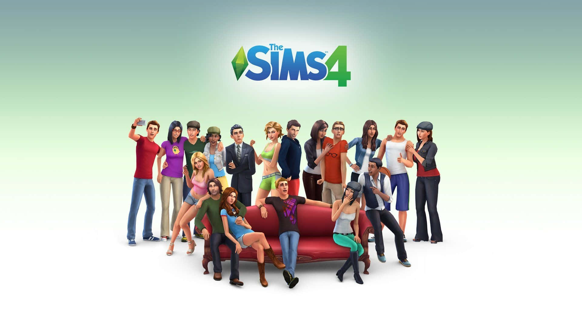 Sims 4 er en gruppe mennesker, der står sammen Wallpaper