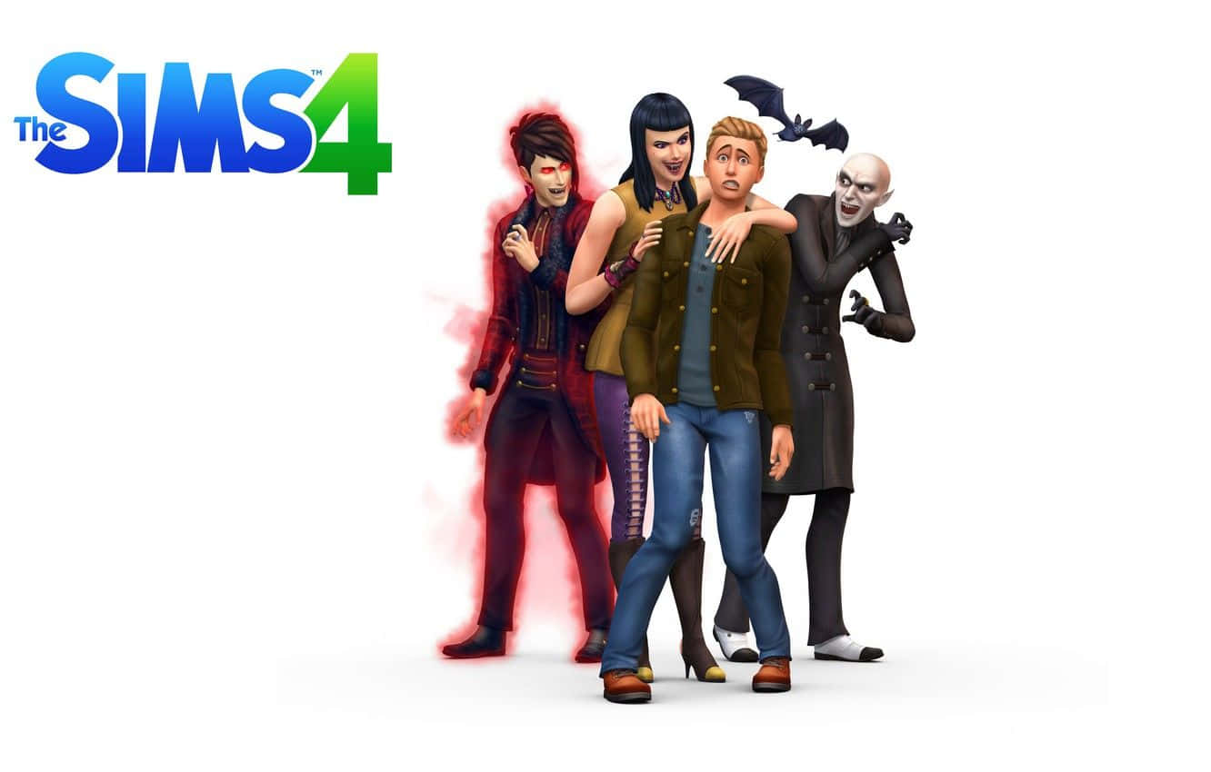 A lively Sims 4 family enjoying their stylish home Wallpaper
