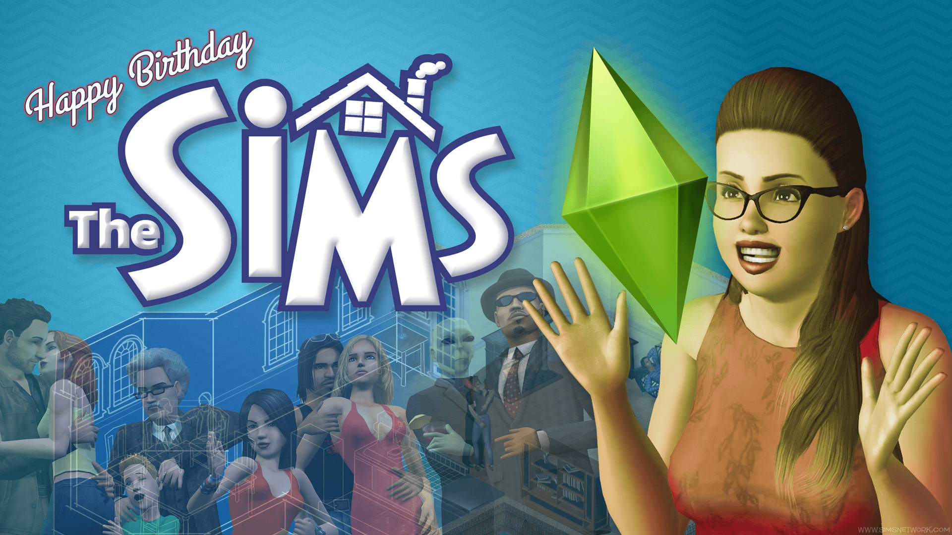 Asenhora Dos Sims Com Óculos Papel de Parede
