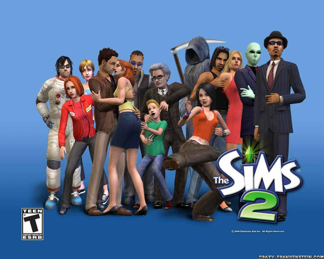 The Sims On Blue Wallpaper