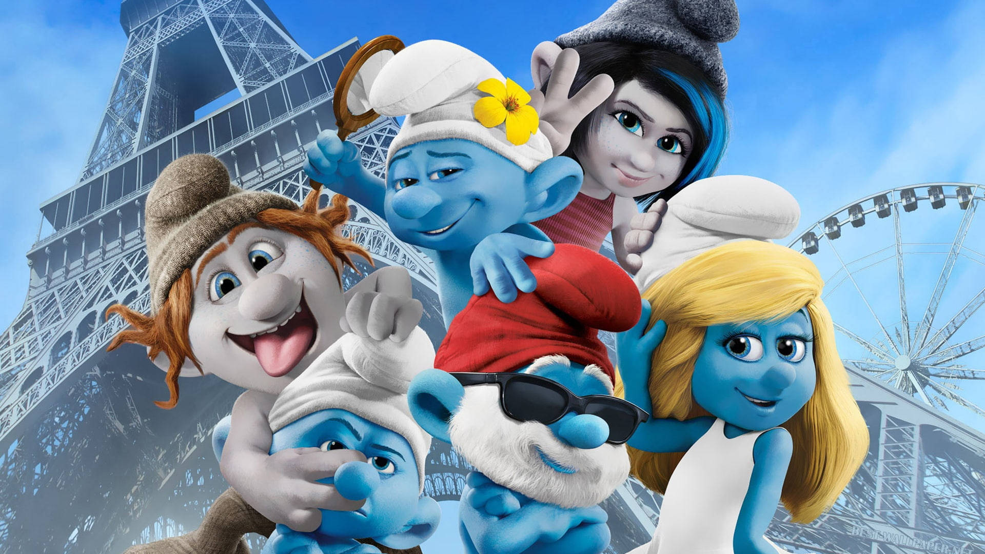 The Smurfs 2 Eiffel Tower Poster Background