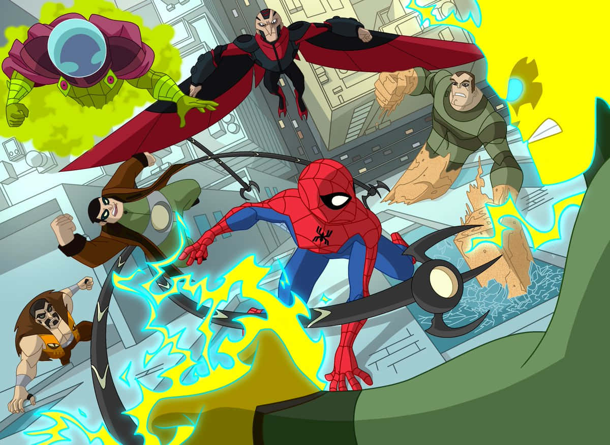 De fantastiske Spider-Man Skurke Støder Sammen. Wallpaper