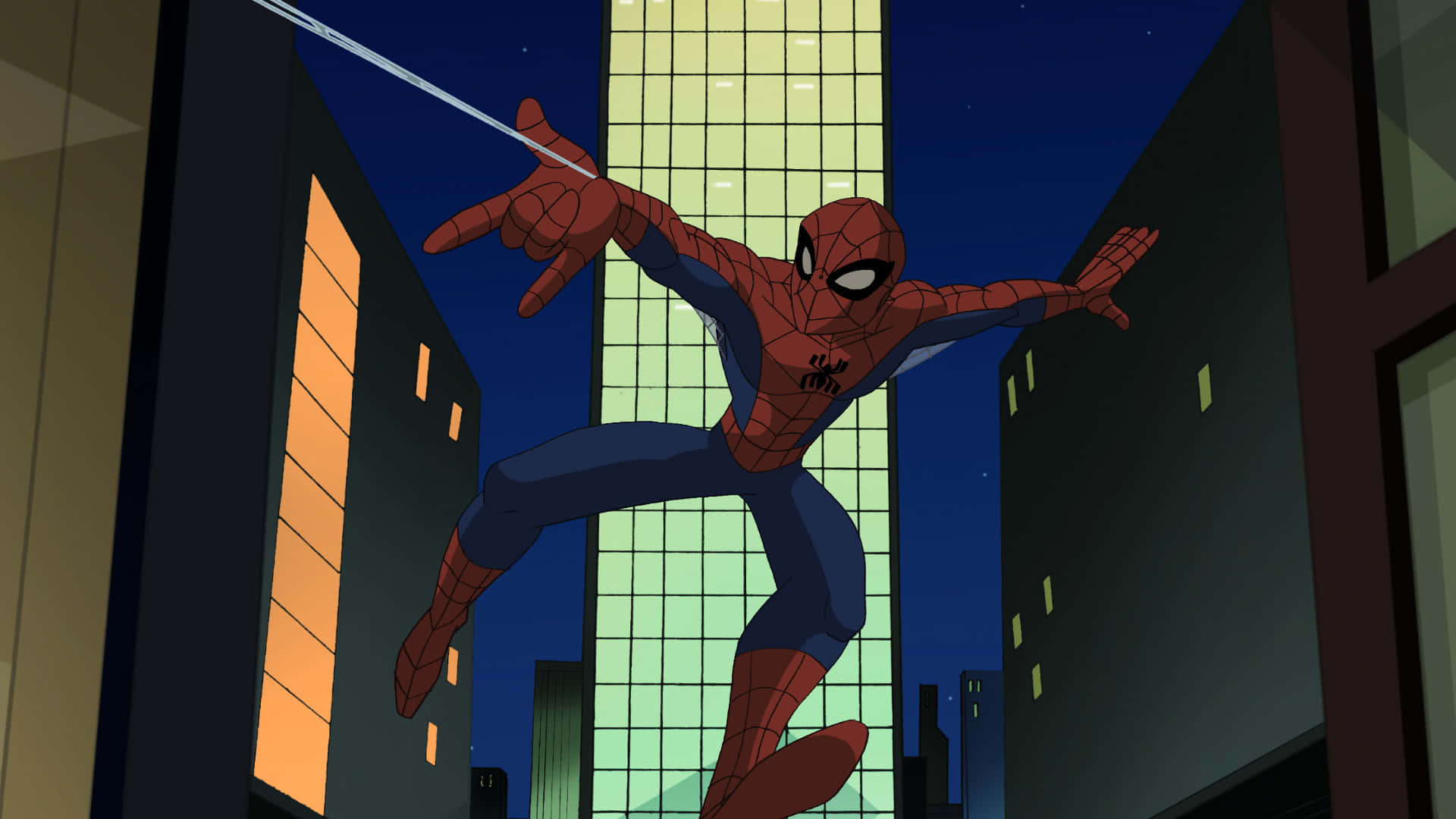 Denspektakulära Spider-man Webbskjutning Wallpaper