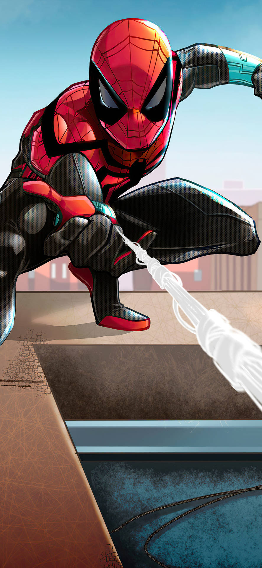The Superior Spider-man Shooting A Web Wallpaper