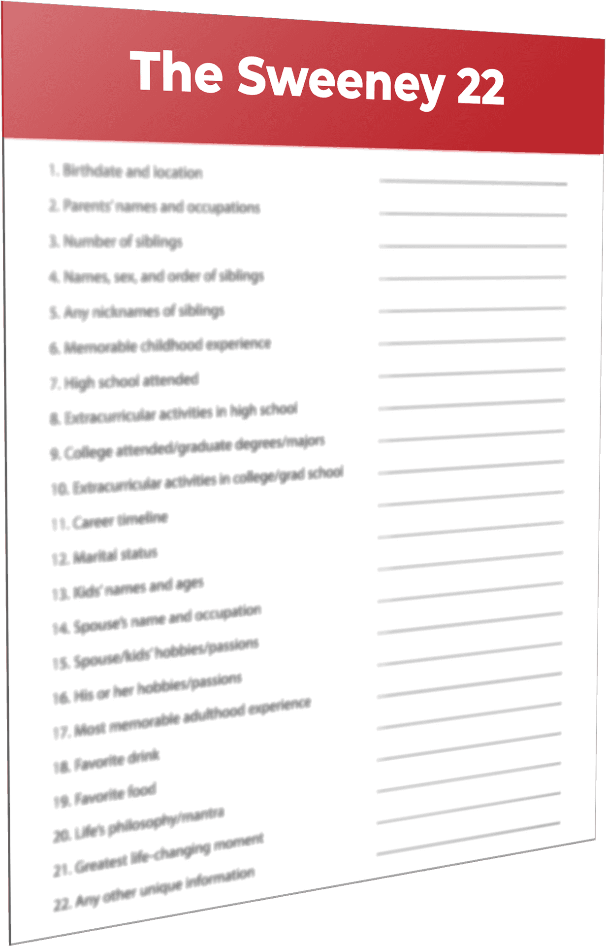 The Sweeney22 Questionnaire Template PNG