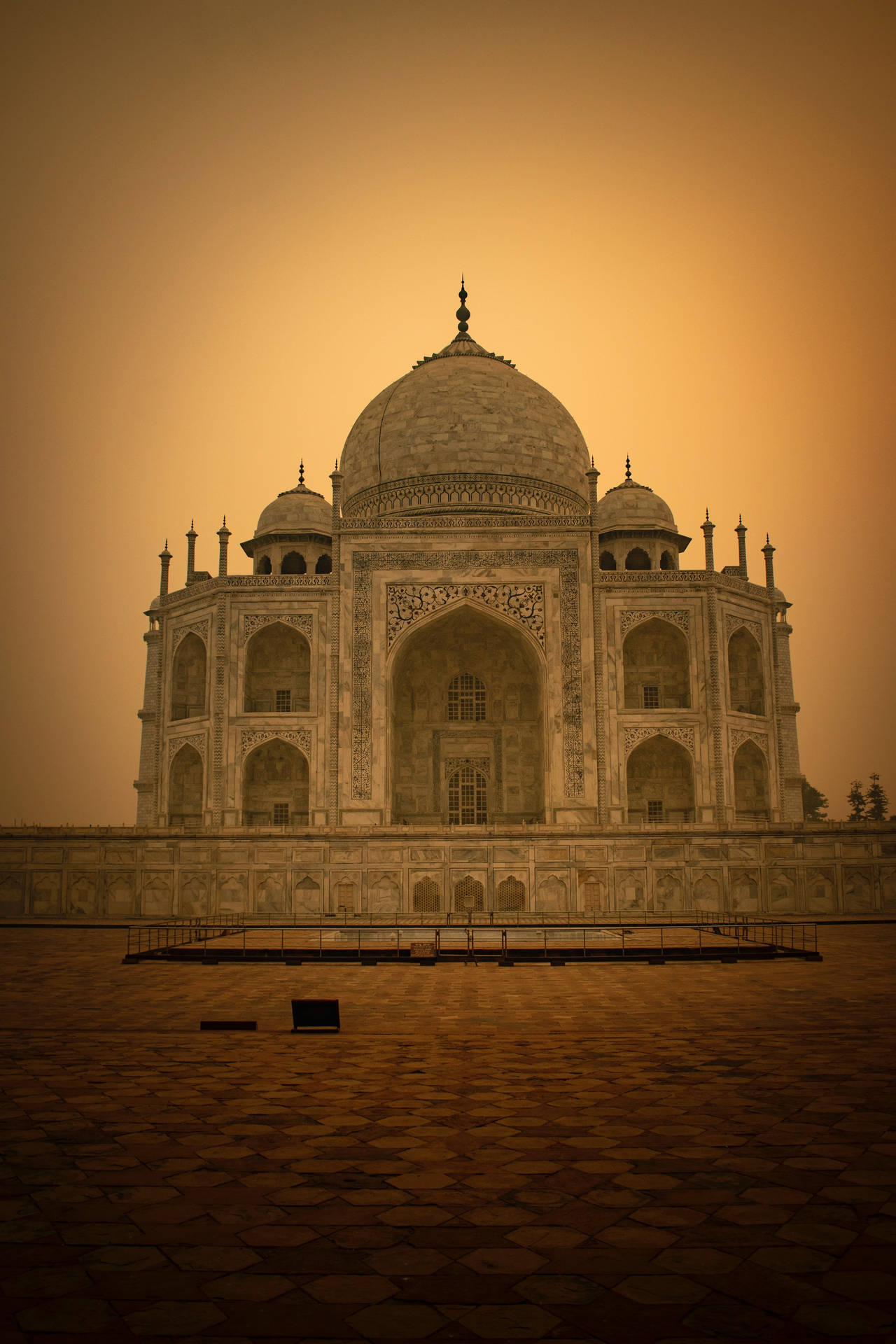 The Taj Mahal Hallway In Sepia Effect Wallpaper
